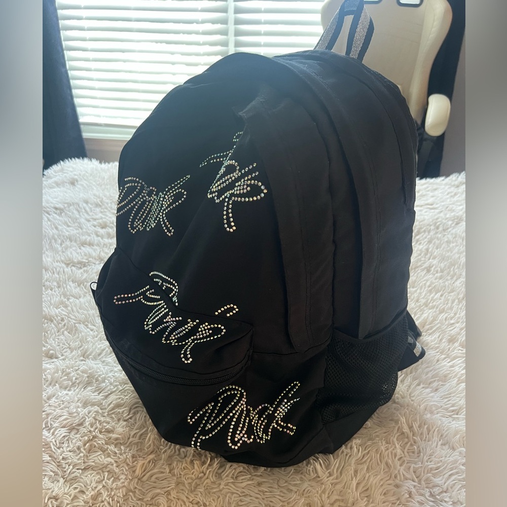 VS PINK Black Rhinestone Backpack - Picture 2 of 5